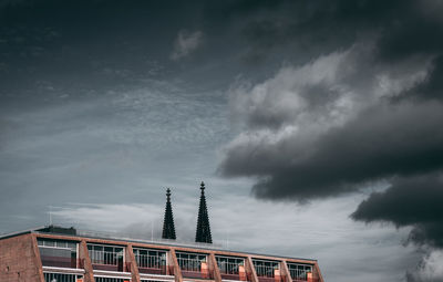 Low angle view of cologne cathedral against sky