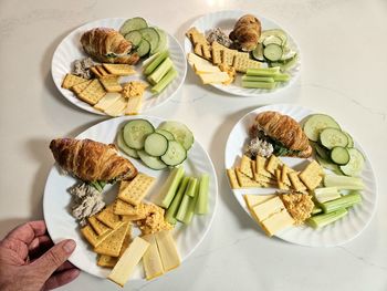 High angle view of food on table
