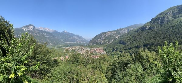 Scenic view of mountains against clear sky