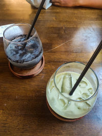 High angle view of ice cream on table