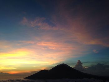 Scenic view of mountains at sunset