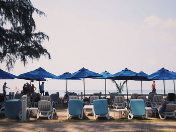 Deck chairs on beach