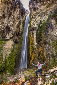 Scenic view of waterfall