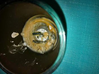 High angle view of soup in bowl