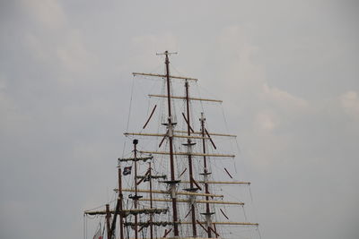 Low angle view of sailboat in sea against sky