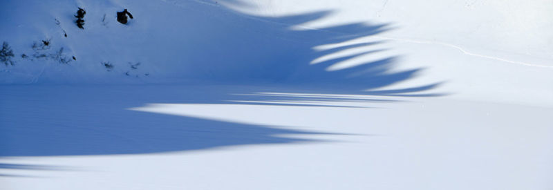 High angle view of snow on land