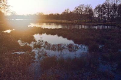 Scenic view of lake against sky