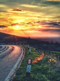 View of road at sunset