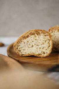 High angle view of bread on cutting board