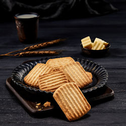 High angle view of food on table
