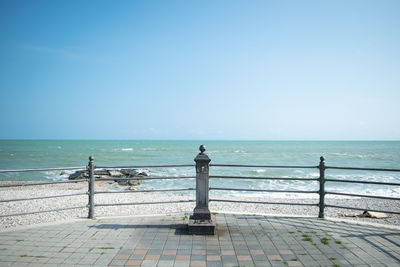 Scenic view of sea against clear sky