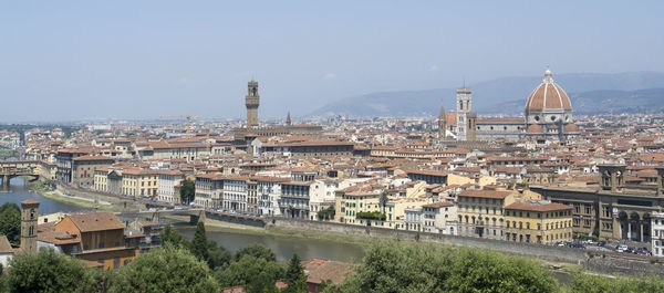 High angle view of buildings in city