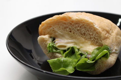 Close-up of breakfast served in plate