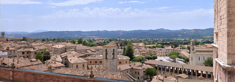 High angle view of townscape against sky