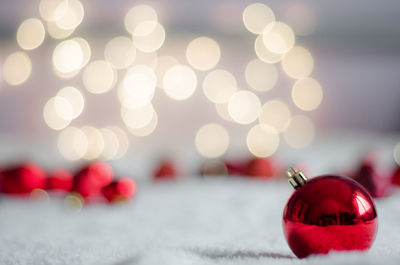 Close-up of christmas tree on table