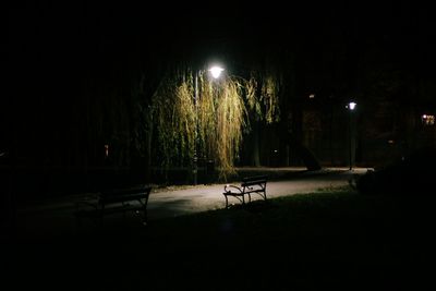Empty chairs at night