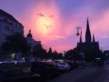 View of city at sunset