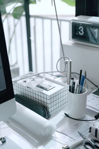 Close-up of computer keyboard on table