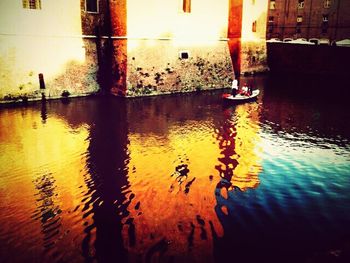 Reflection of built structure in water