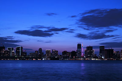 City at waterfront and illuminated tokyo-tower