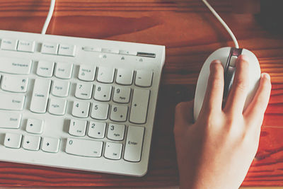 High angle view of computer keyboard on table