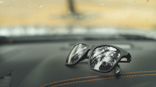 Close-up of glasses on table