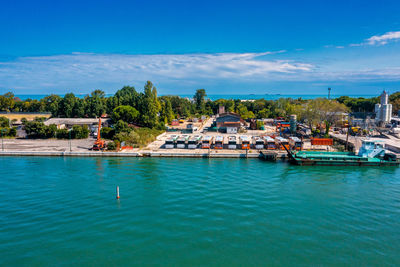 Aerial view of the lido de venezia island in venice, italy.