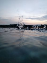 Close-up of rippled water against sky
