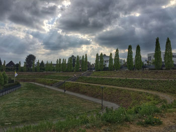 Panoramic shot of field against sky