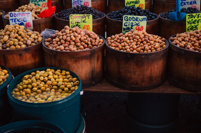 High angle view of food for sale at market