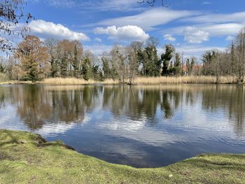 Scenic view of lake against sky