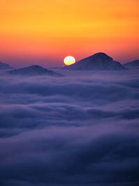 Scenic view of dramatic sky during sunset