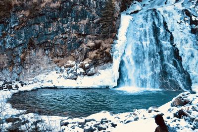 Scenic view of waterfall