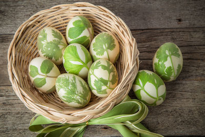 High angle view of vegetables in basket