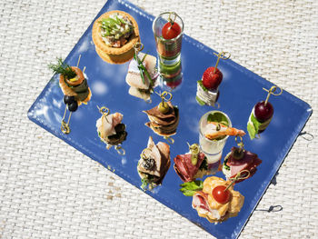 Various canapes and snacks served on platter