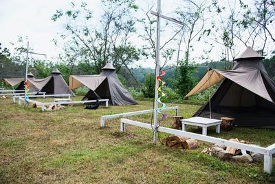 Camping site in local hilly nature area, chiang mai thailand