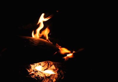 Close-up of bonfire at night