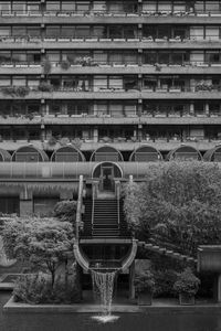 View of residential brutalist building, barbican