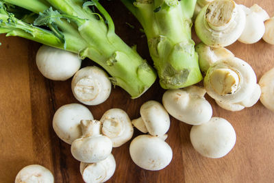 High angle view of chopped vegetables on cutting board