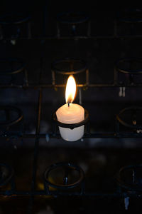 Close-up of tea light candles