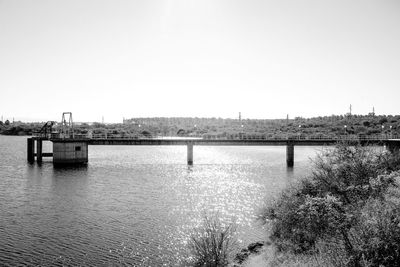 Bridge over river against clear sky