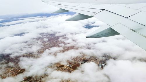 Aerial view of snow covered landscape