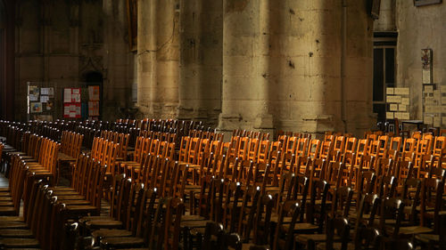 Panoramic shot of bottles in building