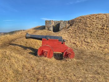 Old canon protecting fredriksten fortress in norway