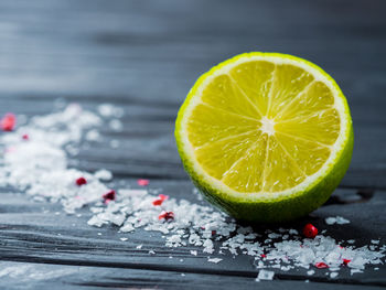 Close-up of lemon on table