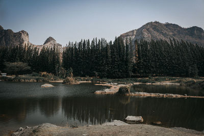 Scenic view of lake against sky