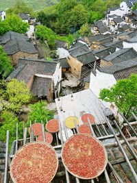 High angle view of residential structures