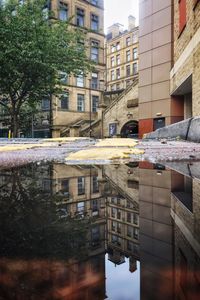 Reflection of buildings in city