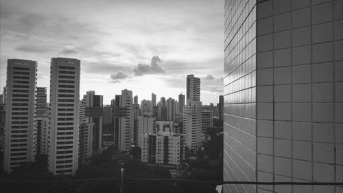 City skyline at dusk