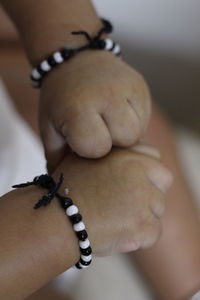 Close-up of woman with hands